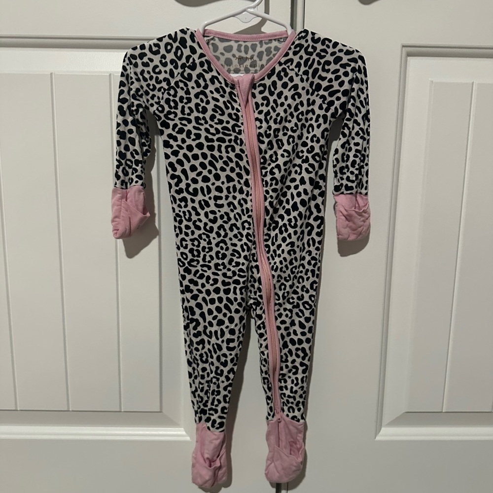 Little Sleepies Black and White Cheetah Footies with Cozy Zipper Closure
